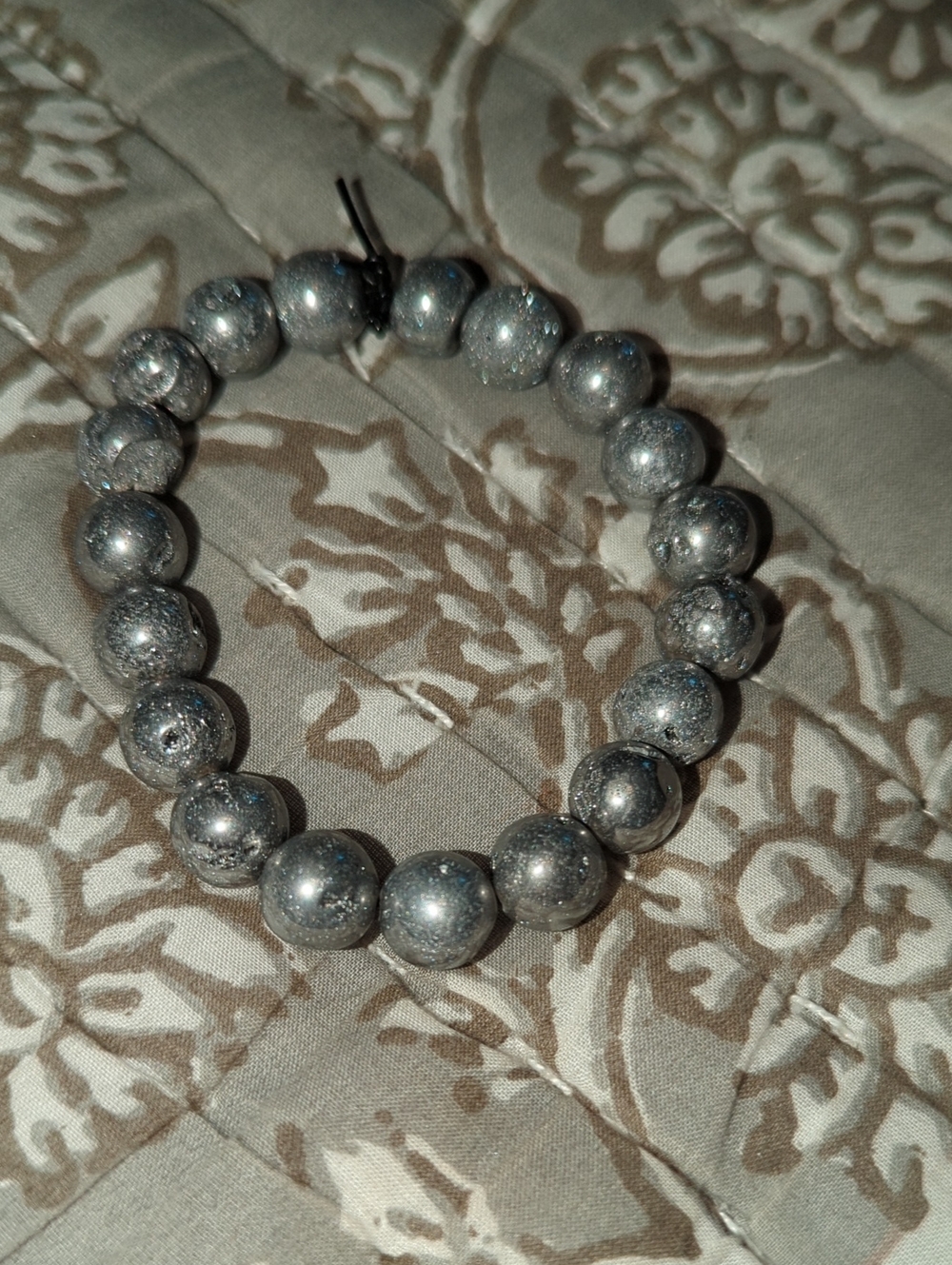 Silver Glitter Beaded Stretch Bracelet - Women Jewelry